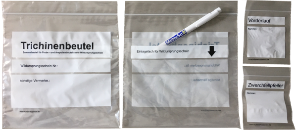 Beschriftbare Beutel für Trichinenproben